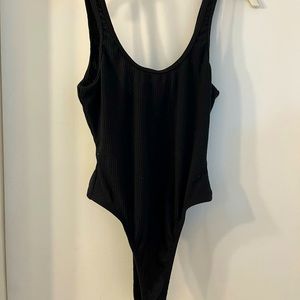 Black thong body suit